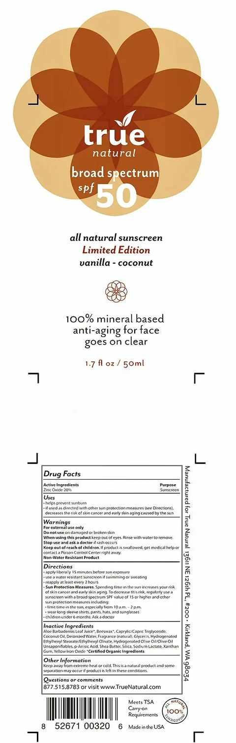 True Natural broad spectrum spf 50all natural sunscreen Limited Edition 포장