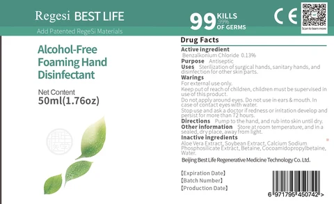 Regesi Best Life Alcohol Free Foaming Hand Disinfectant 포장
