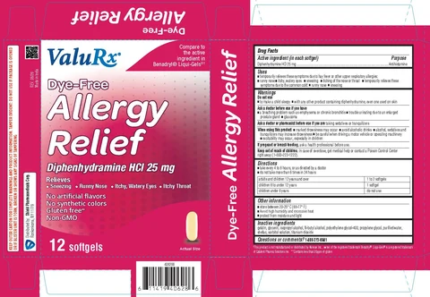 ValuRx Dye Free Allergy Relief 포장