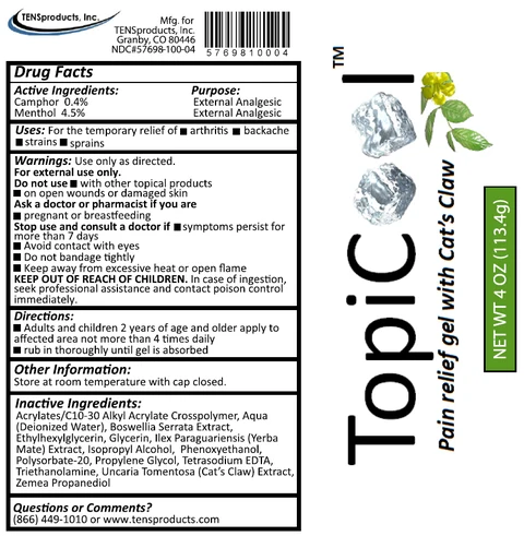 TopiCool Pain Reliefwith Cats Claw packaging