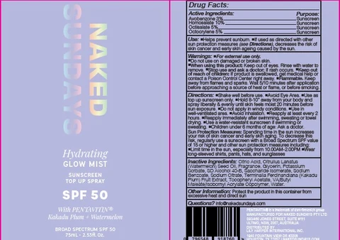 Hydrating Glow Mist with PentavitinSPF 50 Broad Spectrum 포장