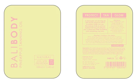 Bali Body SPF 15 Pineapple Tanning Oil 포장