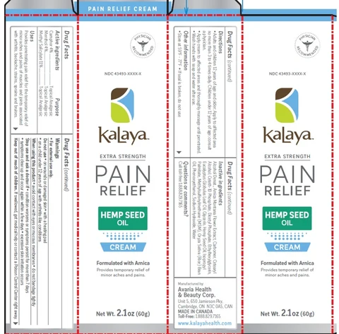 Kalaya Extra Strength Pain Relief Cream with Hemp Seed Oil 포장