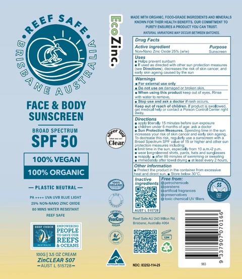 Reef safe - Face and Body sunscreen SPF50 포장