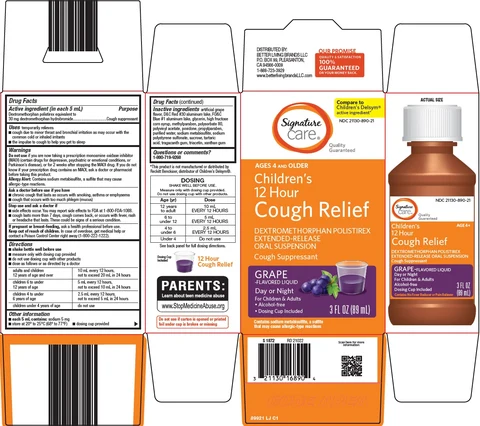 signature care childrens 12 hour cough relief 포장