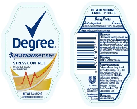 DegreeMotionsense Stress Control Invisible Solid Antiperspirant 포장