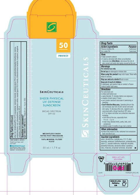 SkinCeuticals Sheer Physical UV Defense Broad Spectrum SPF 50 Sunscreen packaging