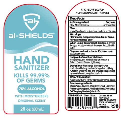 al-SHIELDS Hand Sanitizer packaging