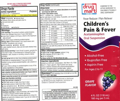 Childrens Pain and Fever packaging