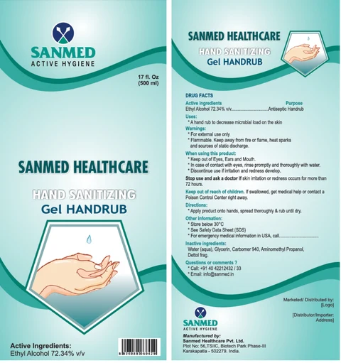 SANMED HEALTHCARE HAND SANITIZING Gel HANDRUB 포장