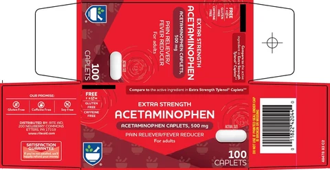 Rite Aid acetaminophen packaging