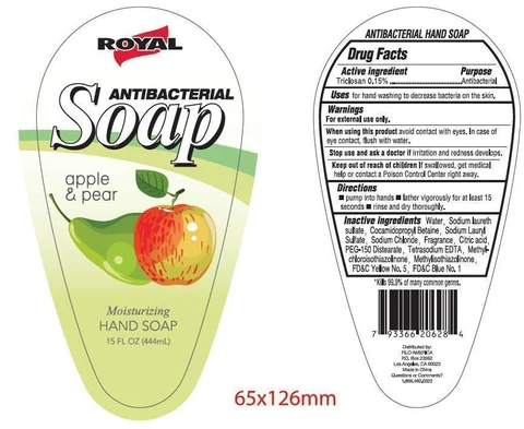 Royal Antibacterial (apple and pear) moisturizing hand cleanse packaging