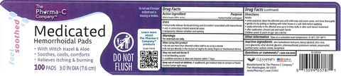 The Pharma-C Company Medicated Hemorrhoidal Pads packaging