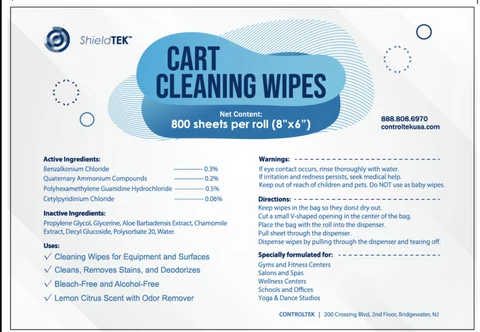 CART CLEANING WIPES packaging