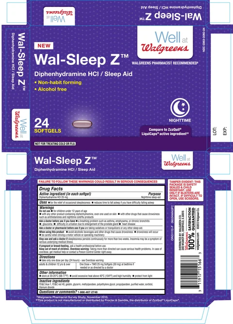 Wal-Sleep ZDiphenhydramine HCl / Sleep Aid packaging