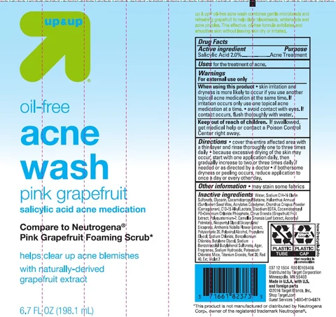 Target Up and Up Oil Free Acne Wash Pink Grapefruit Foaming Scrub packaging