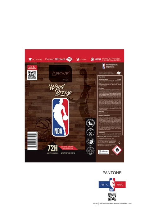 ABOVE NBA MEN WOOD BREEZE ANTIPERSPIRANT DEODORANT 72H 포장