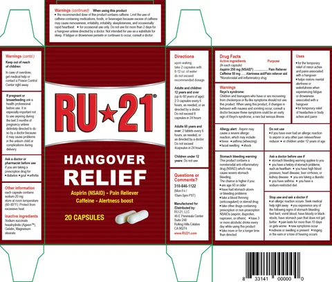 RU-21 HANGOVER RELIEF 포장