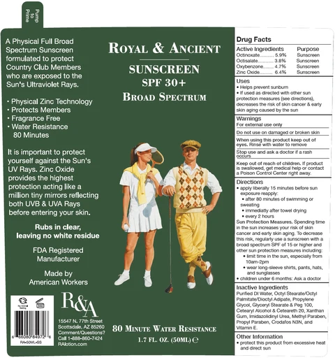 Royal and Ancient Suncreen 포장