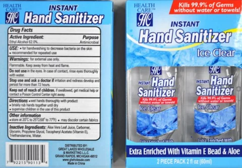 Health Care Instant Hand Sanitizer Ice Clear packaging