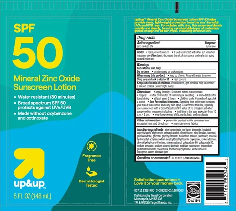 Target Up and Up SPF 50 Mineral Zinc Oxide Sunscreen packaging