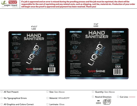 Liquid Tech Hand Sanitizer packaging