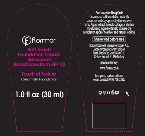 flormar Soft Touch Foundation Sunscreen Broad Spectrum SPF 20 ST05 Warm Beige packaging
