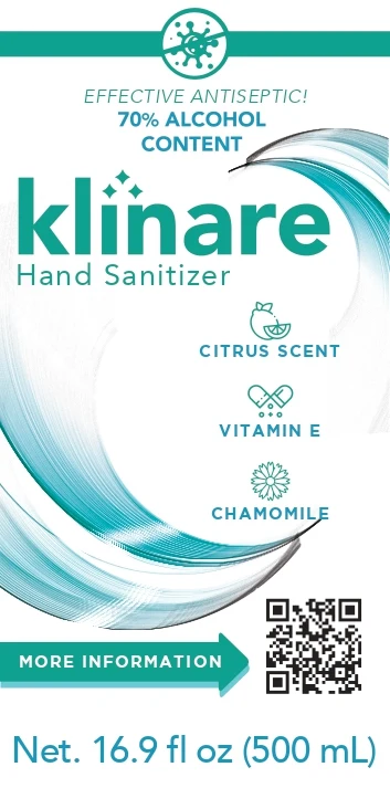 Klinare Hand Sanitizer packaging