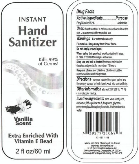 INSTANT Hand Sanitizer Extra Enriched With Vitamin E Vanilla Scent packaging