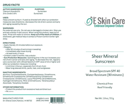 Sheer Mineral Sunscreen 포장