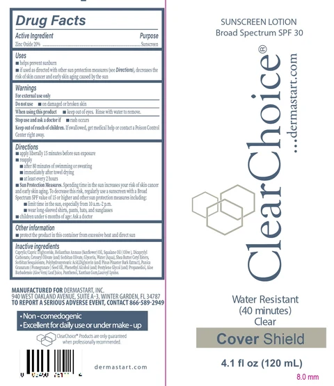 Clear Choise Sunscreen Broad Spectrum SPF 30 Water Resistant Cover Shield packaging