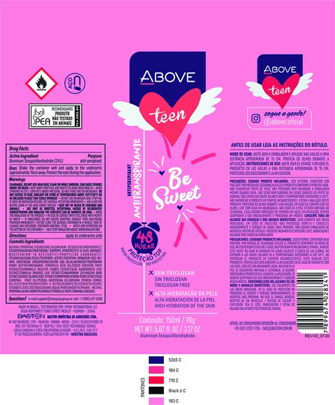 Antiperspirant Above Teen Be Sweet 포장