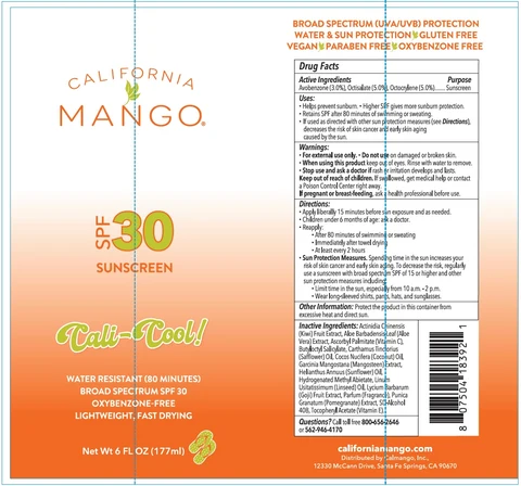 CALIFORNIA MANGO SPF-30 SUNSCREEN packaging