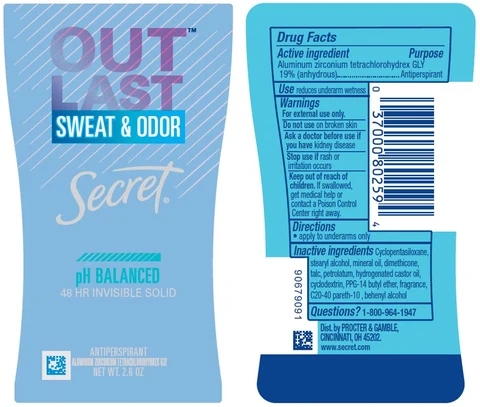 Secret Outlast pH Balanced Invisible 포장