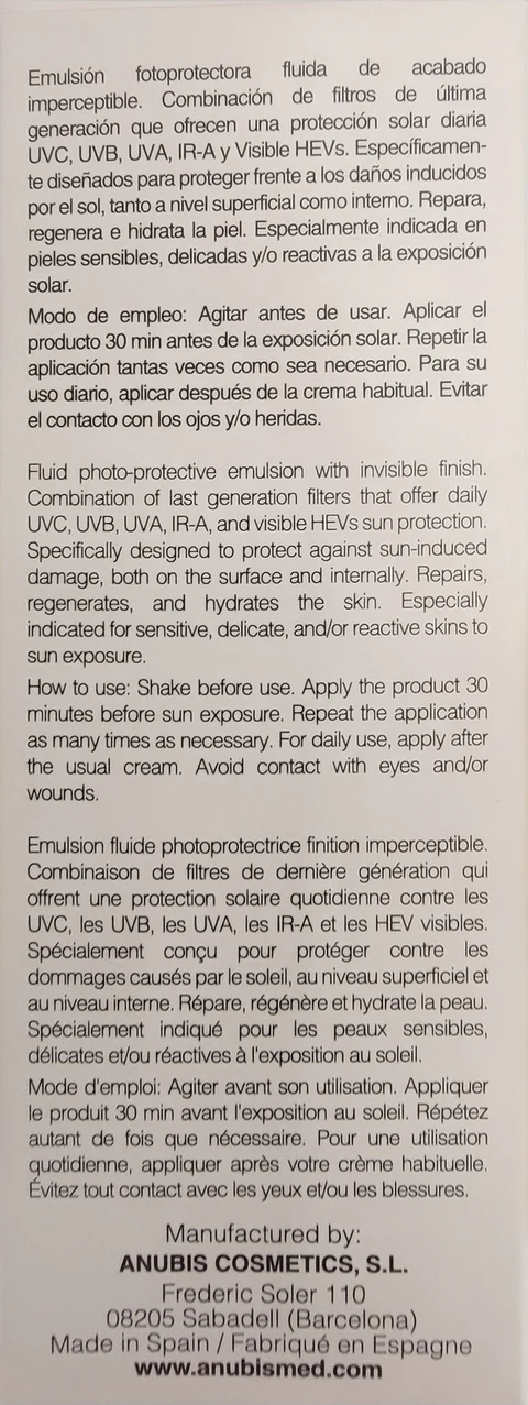 AnubisMed 50+ Protection Fluid Indications and Usage