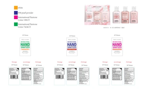 beauty concepts HAND SANITIZER TRIO ROSE WATER PINK PEONY CHERRY BLOSSOM 포장