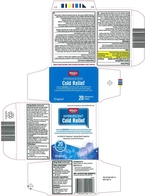 WinCo Foods Effervescent Cold Relief packaging