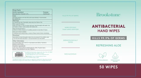 Brookstone Antibacterial Hand Wipes Refreshing Aloe packaging