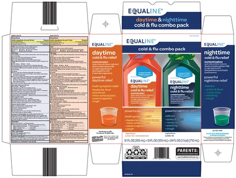 equaline daytime and nighttime cold and flu relief packaging