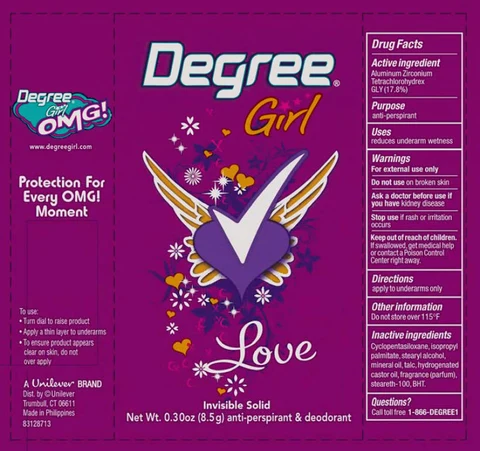 DegreeGirl Love Antiperspirant and Deodorant 포장