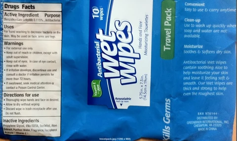ANTIBACTERIAL WET WIPES TRAVEL PACK 포장