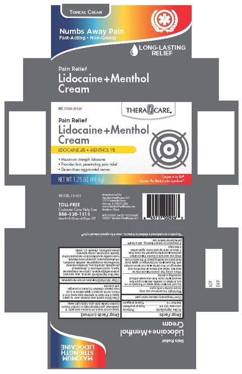 TheraCare 4% Lidocaine and 1% Menthol Cream packaging