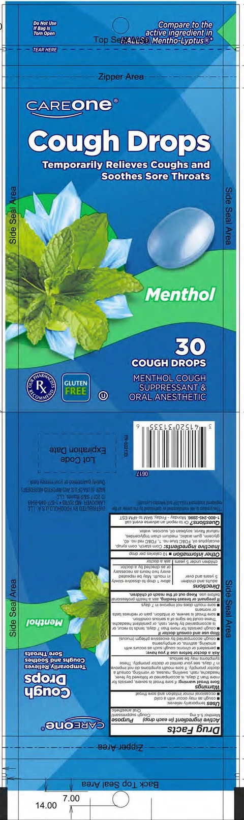 menthol cough drops 포장
