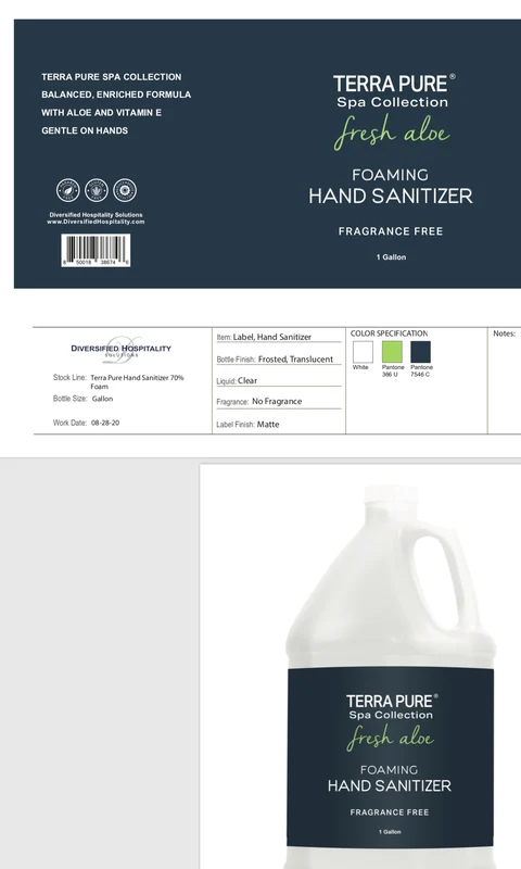 TERRA PURE Spa Collection Fresh Aloe Foaming Hand Sanitizer Fragrance Free 포장
