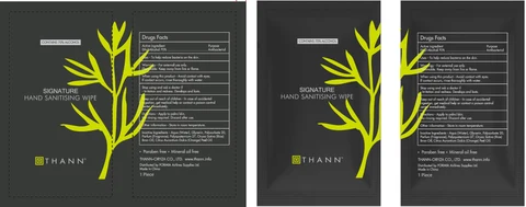 Thann Signature Hand Sanitising Wipe packaging