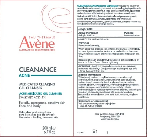 Avene Cleanance Acne Medicated Clearing Gel Cleanser 포장