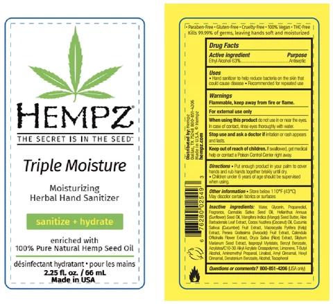 Hempz Triple Moisture Moisturizing Herbal Hand Sanitizer 포장