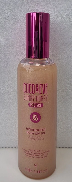 COCO EVE SUNNY HONEY HIGHLIGHTER BODY SPF 50 packaging