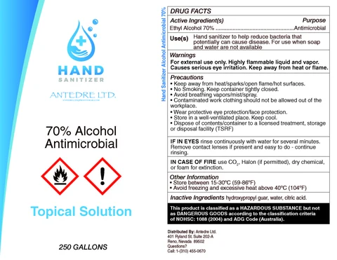 Antedred Hand Sanitizer 포장