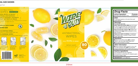 WIPE OUT ANTIBACTERIAL WIPES 2 PACK 1 lemon scent 1 fresh scent packaging